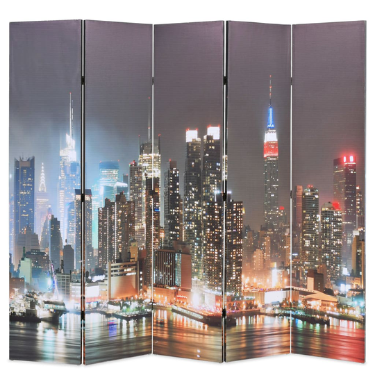 vidaXL Taitettava tilanjakaja 200x170 cm New Yorkin yömaisema