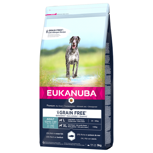 Eukanuba-koiranruoka erikoishintaan! - 12 kg Grain Free Adult Large Dogs lohi