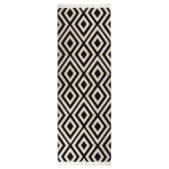 vidaXL Ulkomatto litteä kudos 80x250 cm musta ja beige