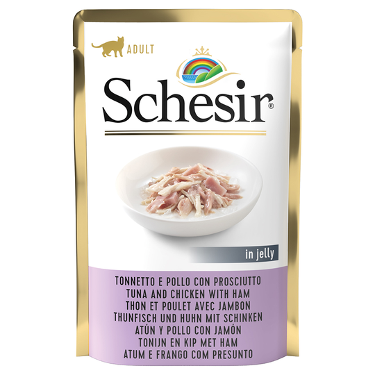 Schesir Jelly Pouch 24 x 85 g - tonnikala, kana & kinkku