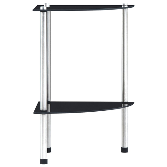 vidaXL 2-kerroksinen hylly musta 30x30x47 cm karkaistu lasi