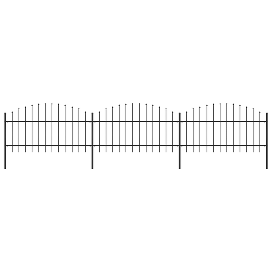vidaXL Puutarha-aita keihäskärjillä teräs (1-1,25)x5,1 m musta