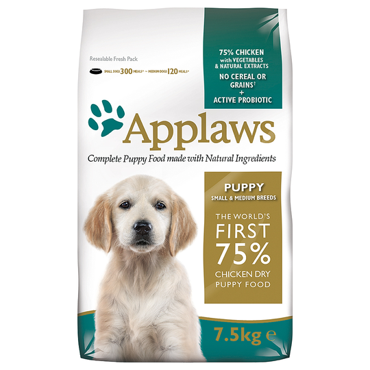 3 kg kaupan päälle! 2 x 7,5 kg Applaws-koiranruokaa - Puppy Small & Medium Breed Chicken