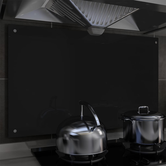 vidaXL Keittiön roiskesuoja musta 100x60 cm karkaistu lasi