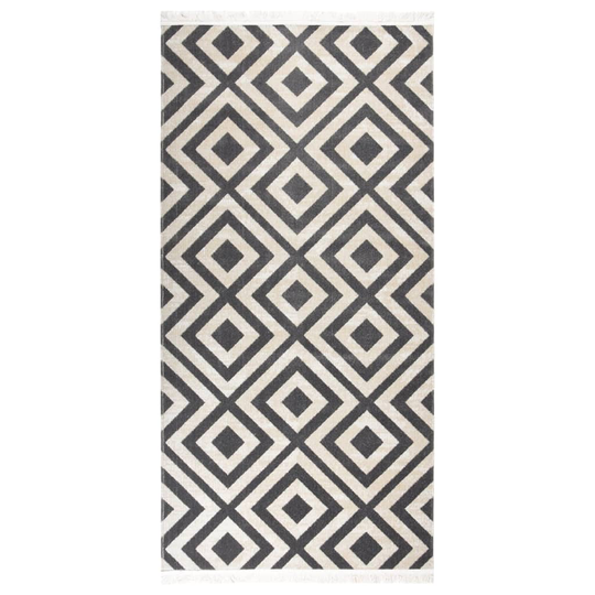 vidaXL Ulkomatto litteä kudos 100x200 cm vaalea musta ja vaalea beige
